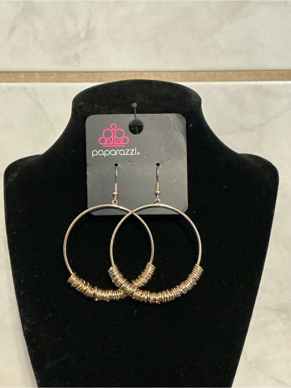 Paparazzi Gold Coil Wrapped Hoop Earrings
